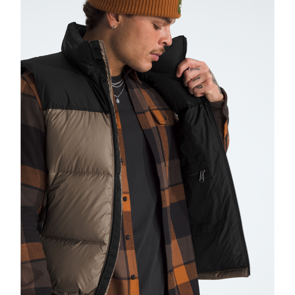 The North Face Men's 1996 Retro Nuptse Vest in Mocha Brown/TNF Black