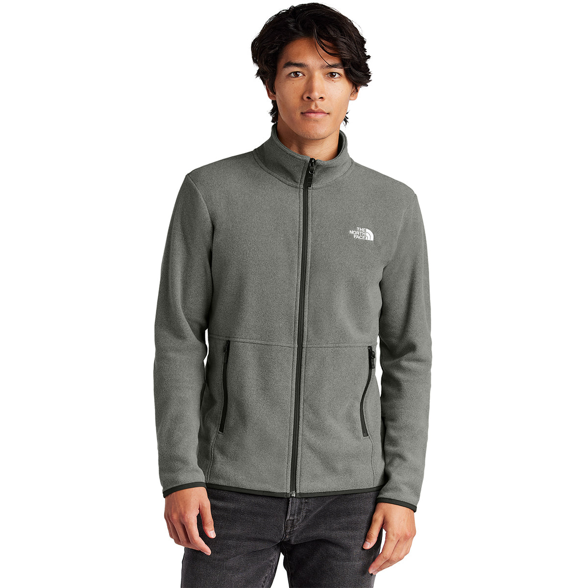 The North Face Men's TNF Medium Grey Heather Glacier Full-Zip Fleece Jacket