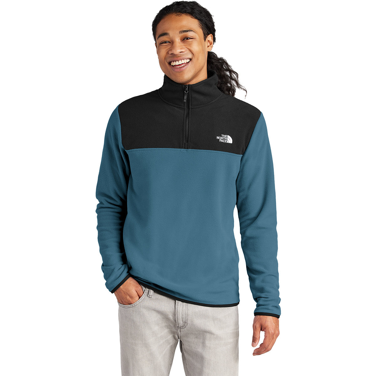 The North Face Men's Shady Blue/ TNF Black Glacier 1/4-Zip Fleece