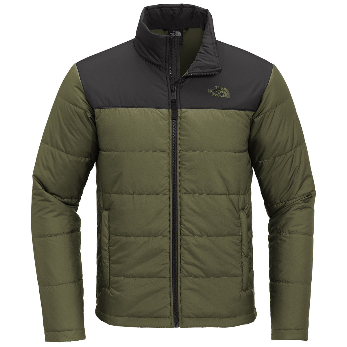 The North Face Men's Burnt Olive Green Chest Logo Everyday Insulated Jacket