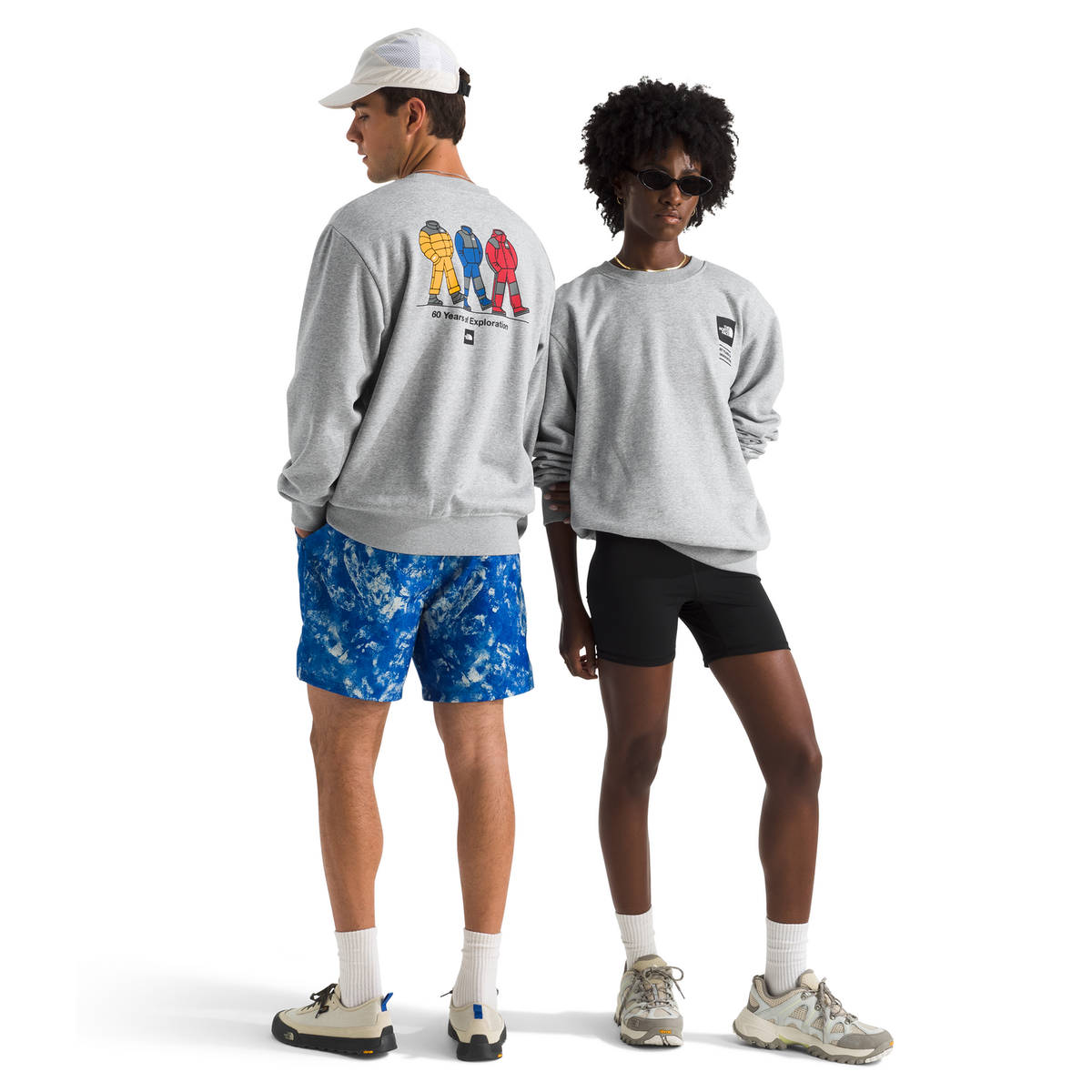 The North Face Celebration Relaxed Crew-Graphic in TNF Light Grey Heather