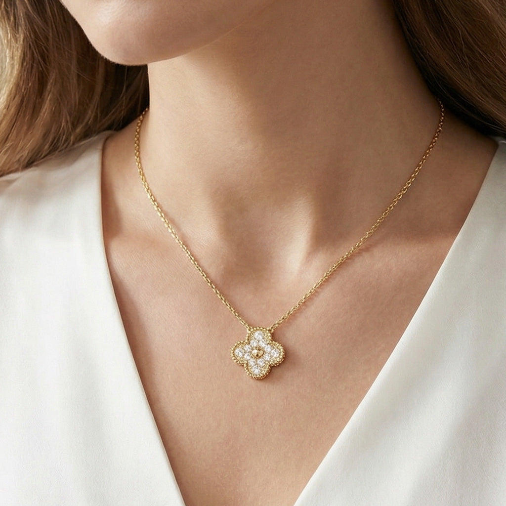 Van Cleef & Arpels Sweet Alhambra Floral Pendant Necklace