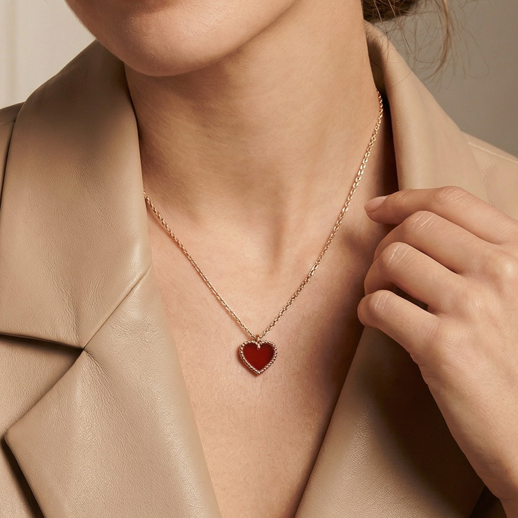 Van Cleef & Arpels Sweet Alhambra Heart Pendant Necklace