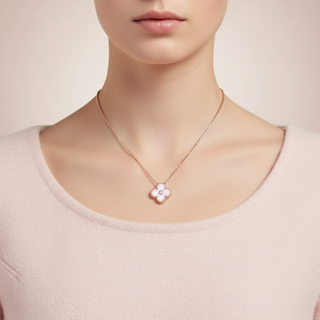 Van Cleef & Arpels Sweet Alhambra Pink Clover Necklace
