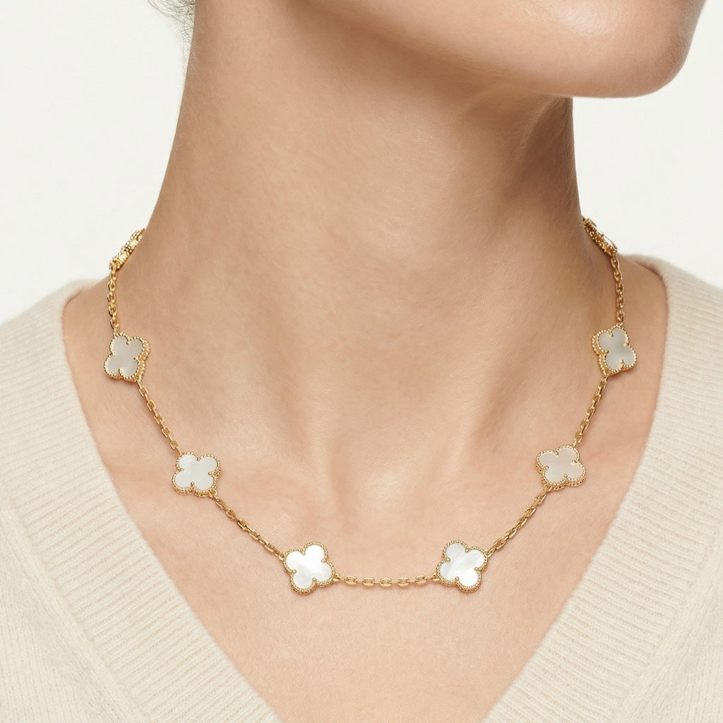 Van Cleef & Arpels Vintage Alhambra 10 Motifs Necklace Mother Of Pearl