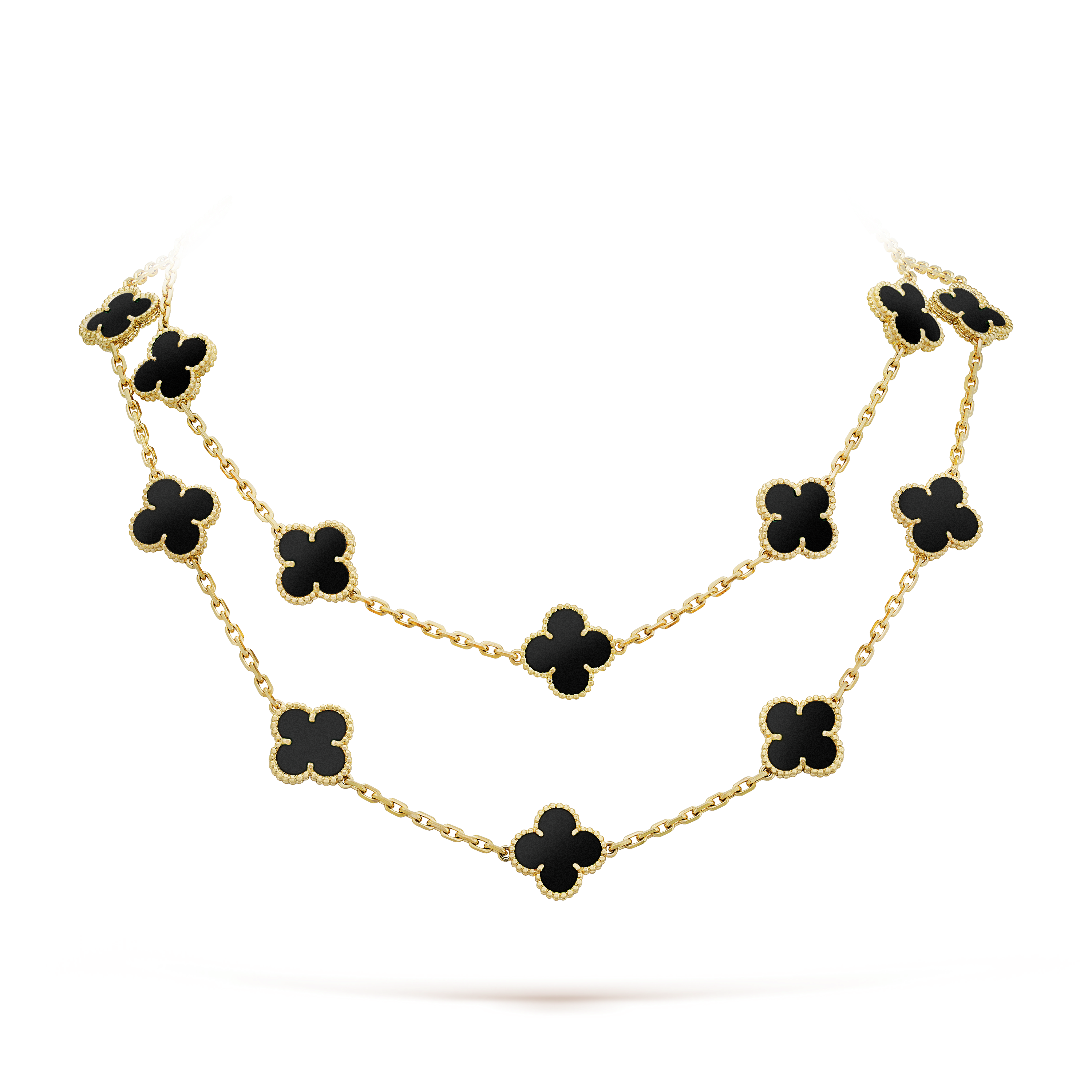 Van Cleef & Arpels Vintage Alhambra Black Onyx 20 Motifs Long Necklace