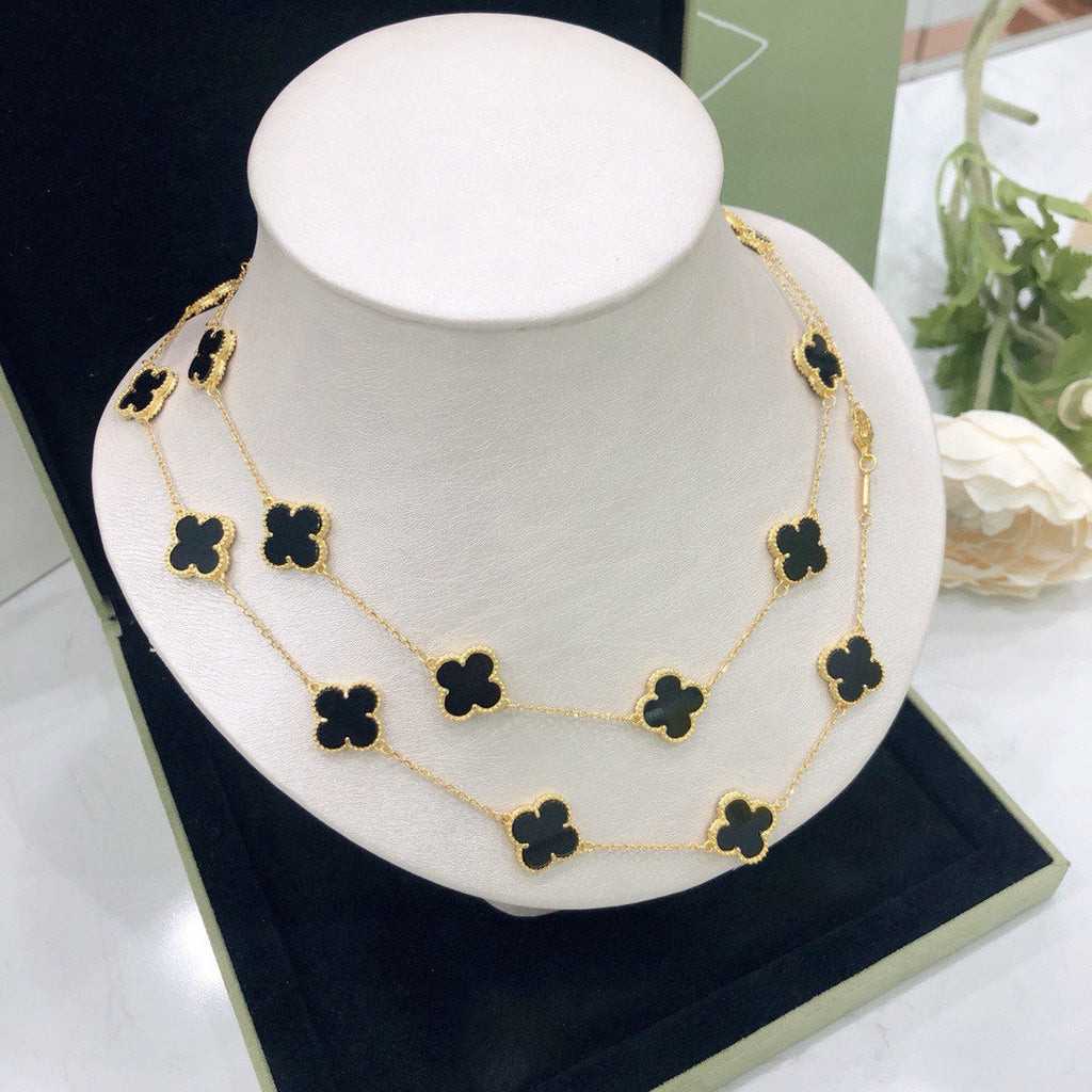 Van Cleef & Arpels Vintage Alhambra Black Onyx 20 Motifs Long Necklace