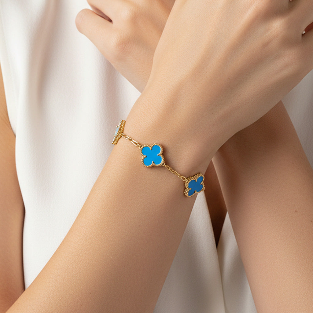 Van Cleef & Arpels Vintage Alhambra Five Motifs Agate Clover Bracelet