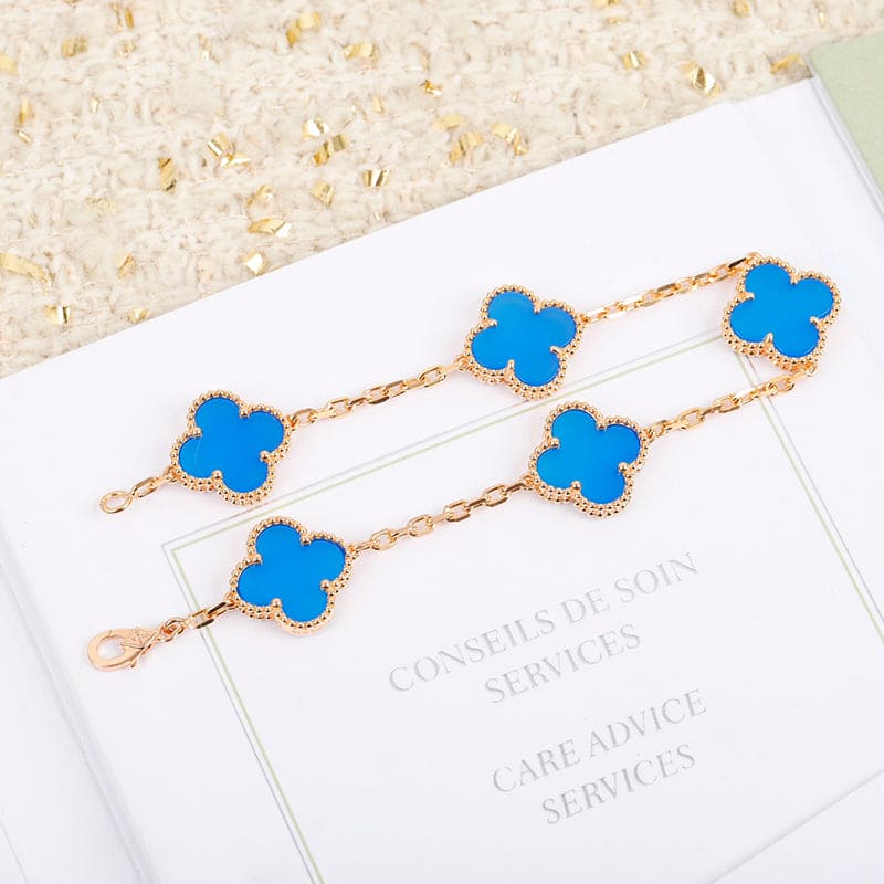 Van Cleef & Arpels Vintage Alhambra Five Motifs Agate Clover Bracelet