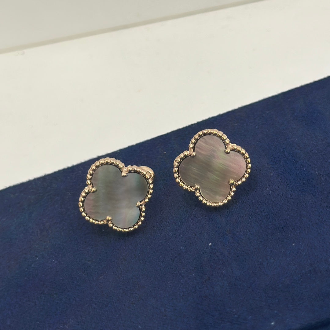 Van Cleef & Arpels Vintage Alhambra Grey Earrings