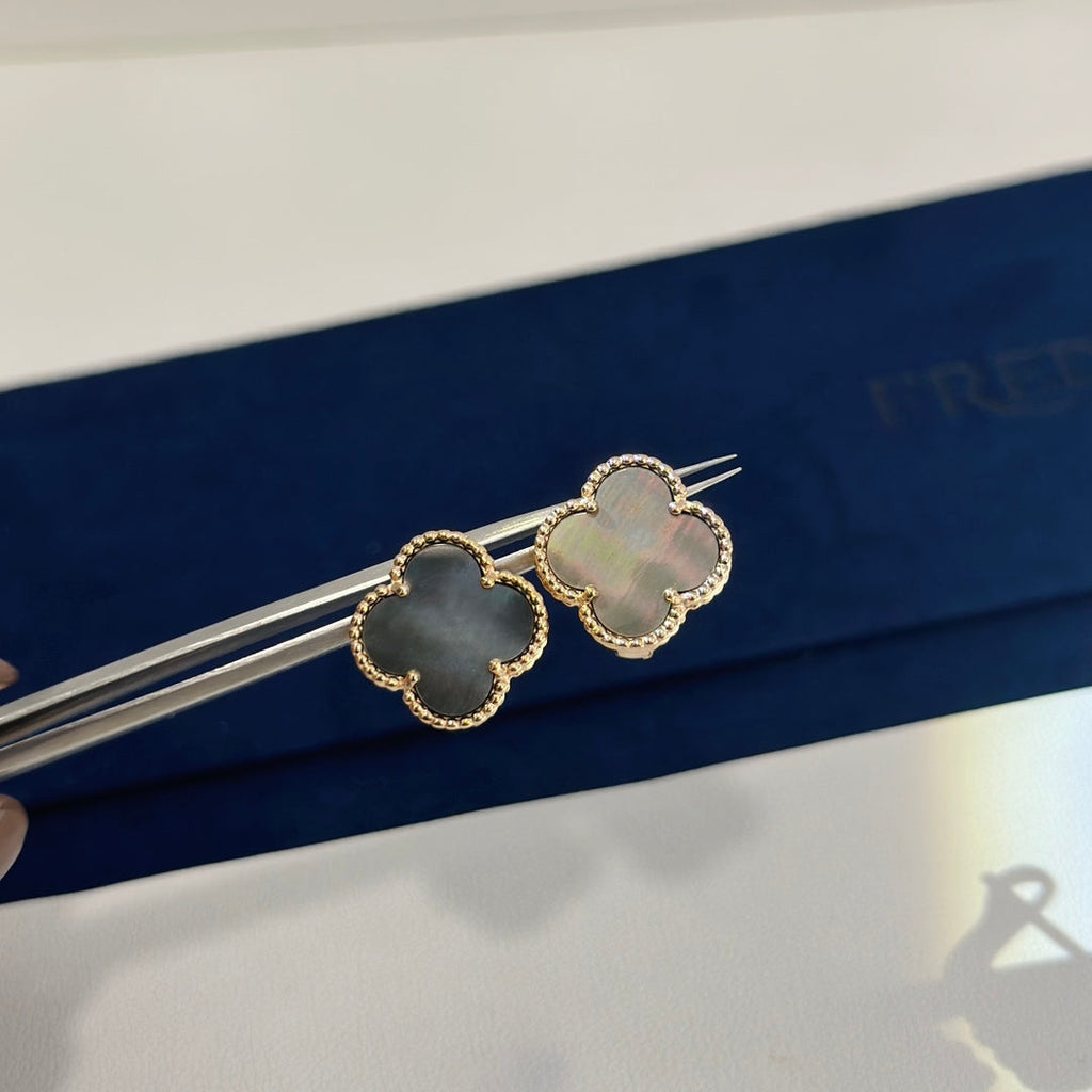 Van Cleef & Arpels Vintage Alhambra Grey Earrings