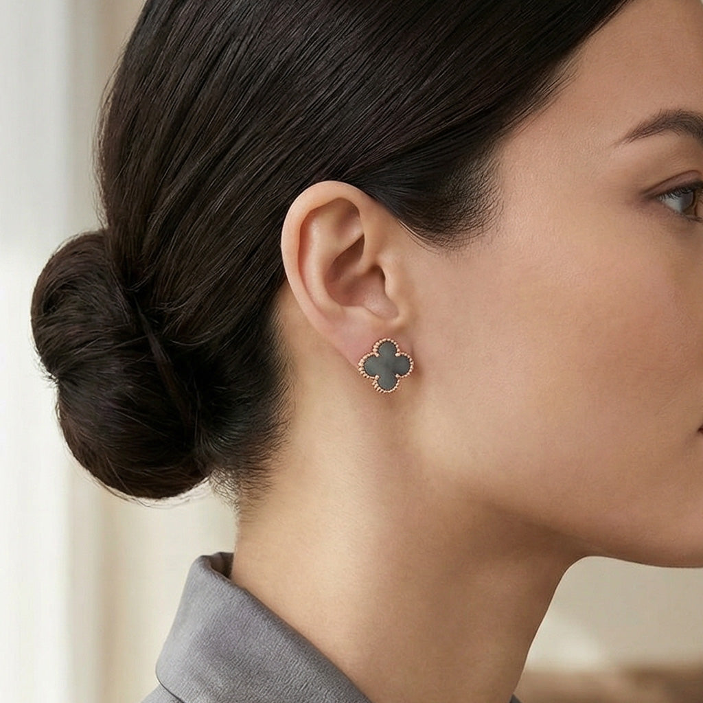 Van Cleef & Arpels Vintage Alhambra Grey Earrings