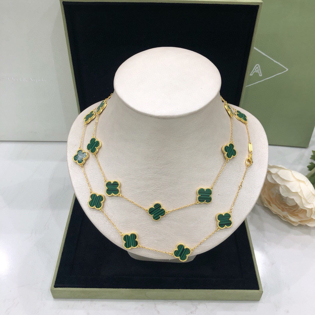 Van Cleef & Arpels Vintage Alhambra Malachite 20 Motifs Long Necklace