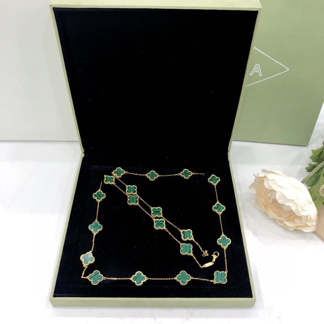 Van Cleef & Arpels Vintage Alhambra Malachite 20 Motifs Long Necklace