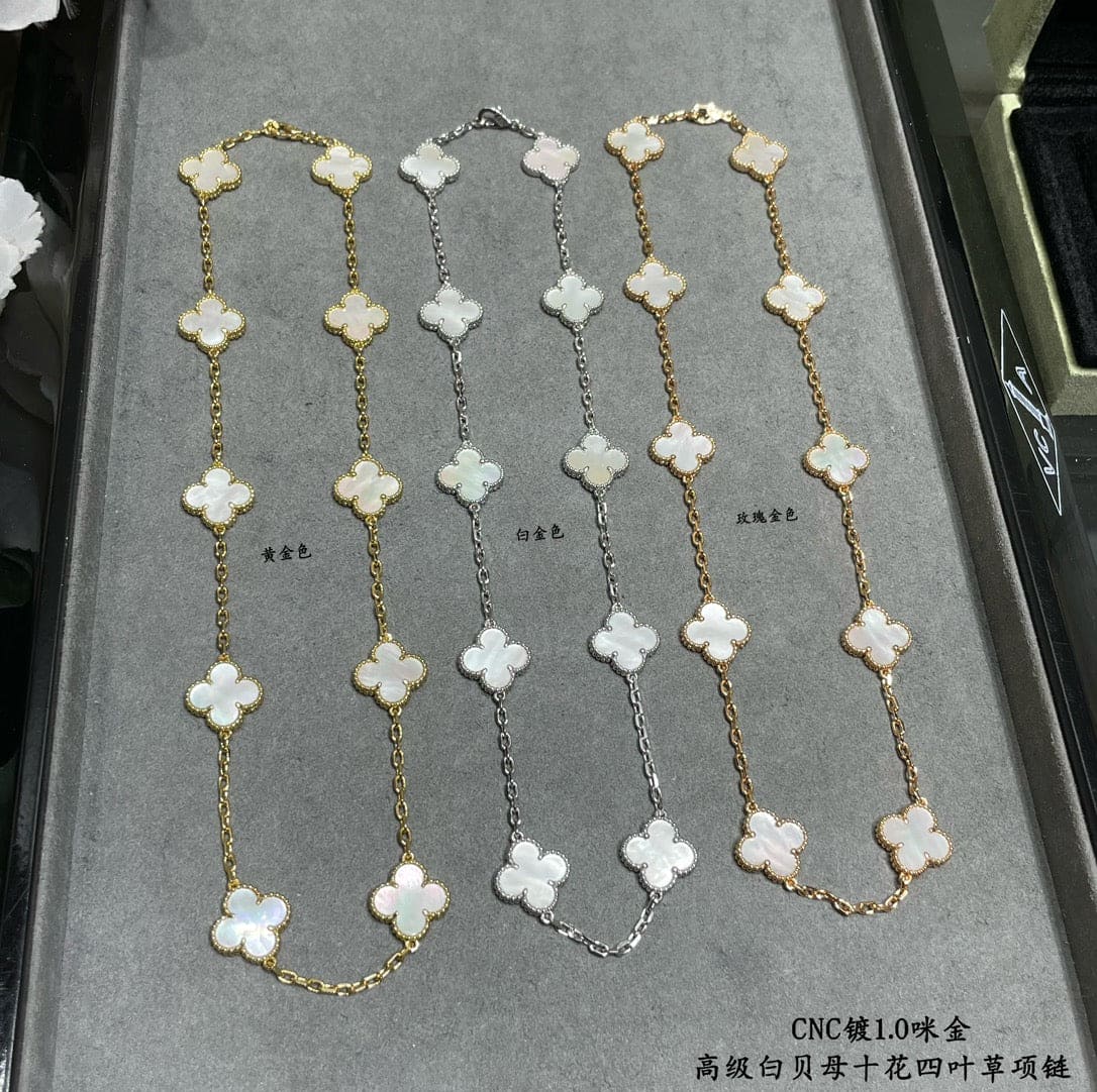 Van Cleef & Arpels Vintage Alhambra Mother Of Pearl 10 Motifs Necklace