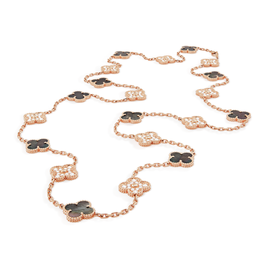Van Cleef & Arpels Vintage Alhambra Onyx 20 Motifs Long Necklace