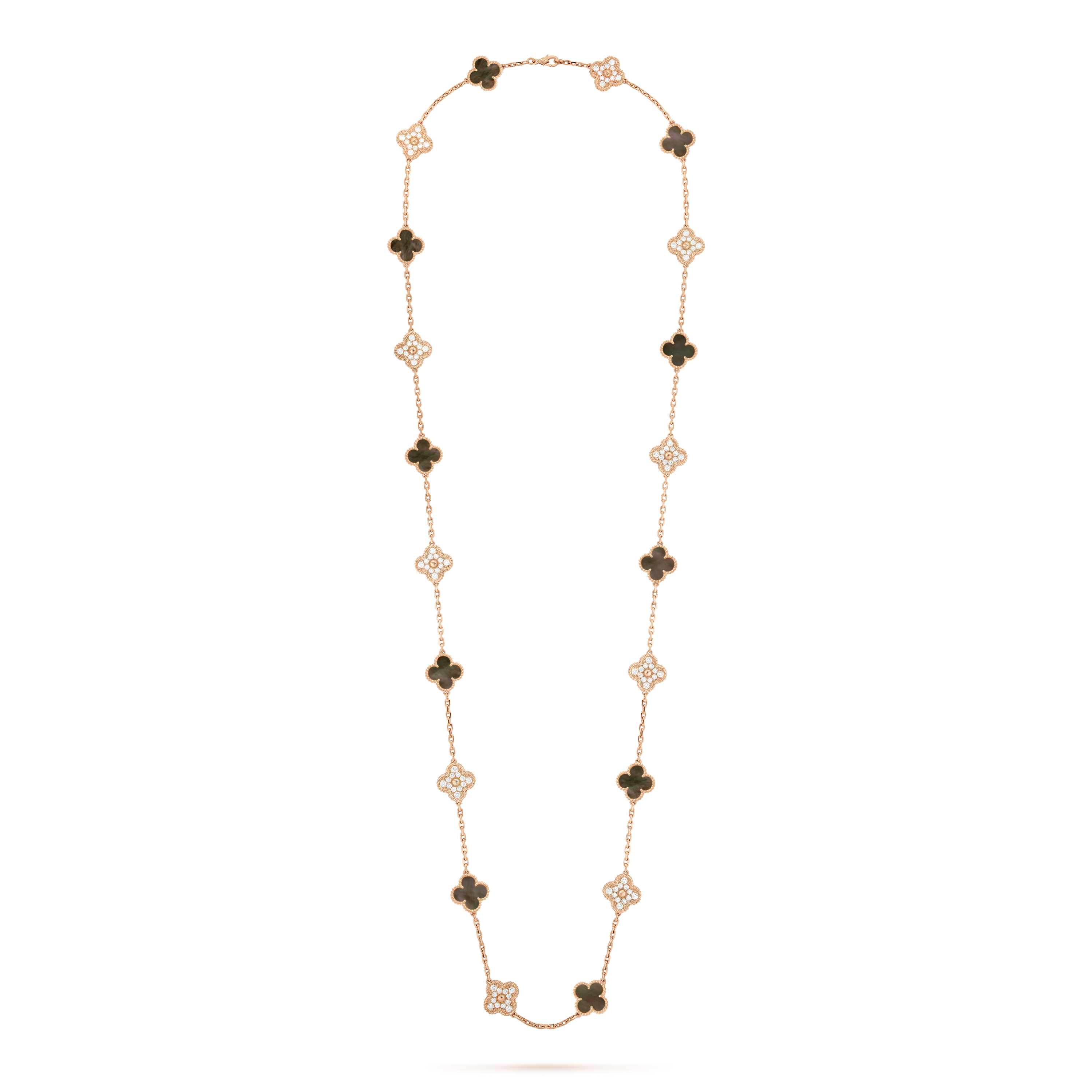 Van Cleef & Arpels Vintage Alhambra Onyx 20 Motifs Long Necklace