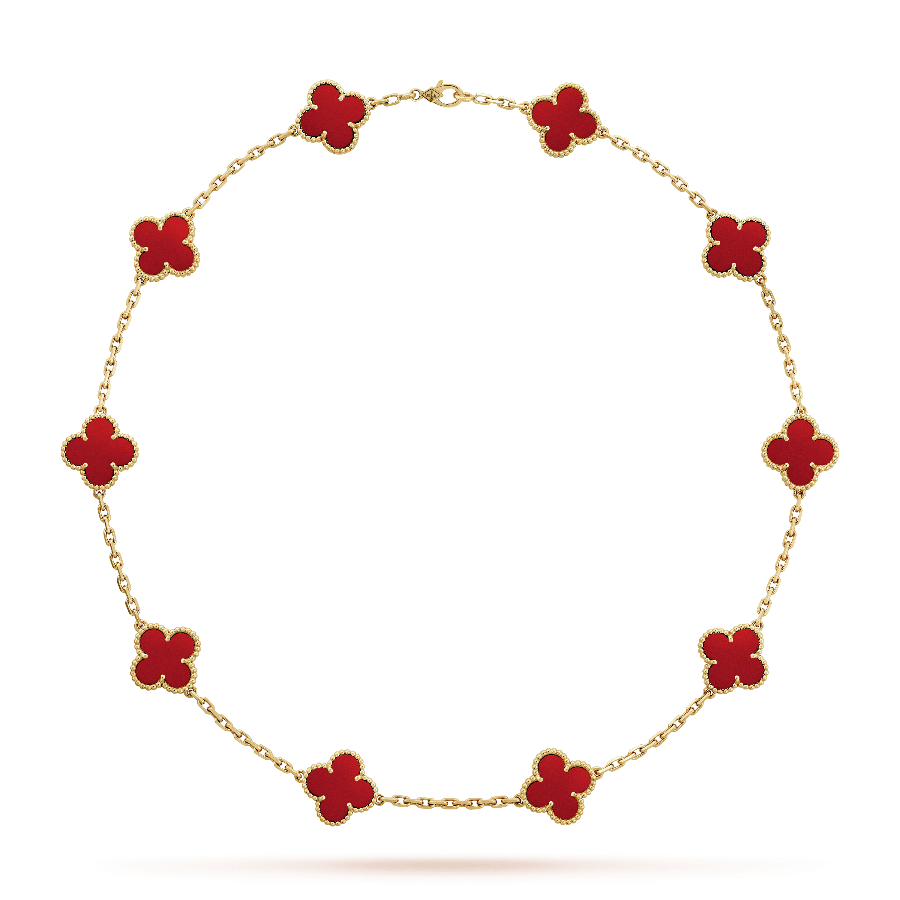 Van Cleef & Arpels Vintage Alhambra Red Carnelian 10 Motifs Necklace